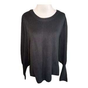 CeCe Black Sweater Women's Large Long Sleeve Casual Cozy Knit Pullover NWOT